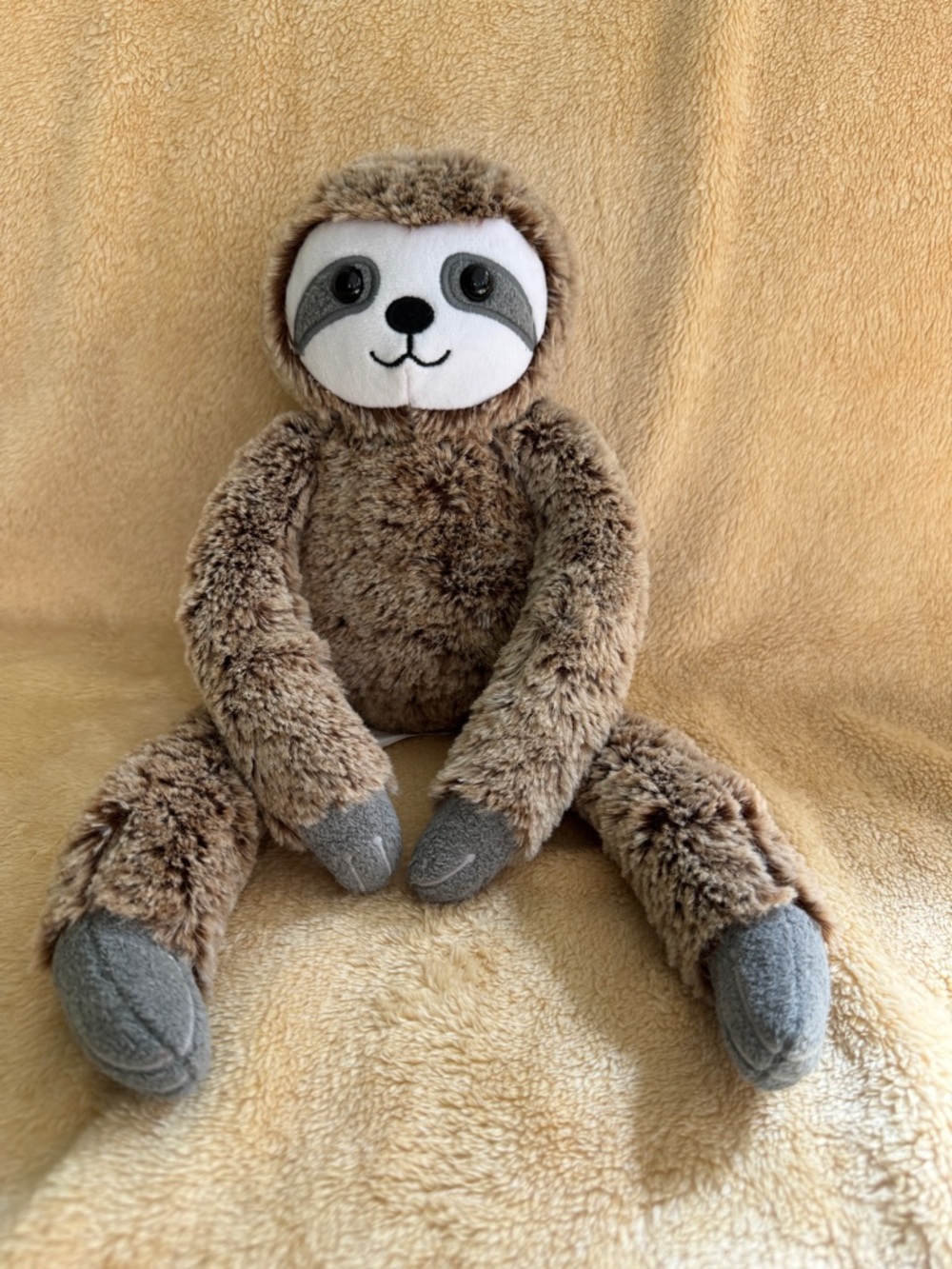 Sloth Plush Stuffed Animal Small Brown Gray White Washable